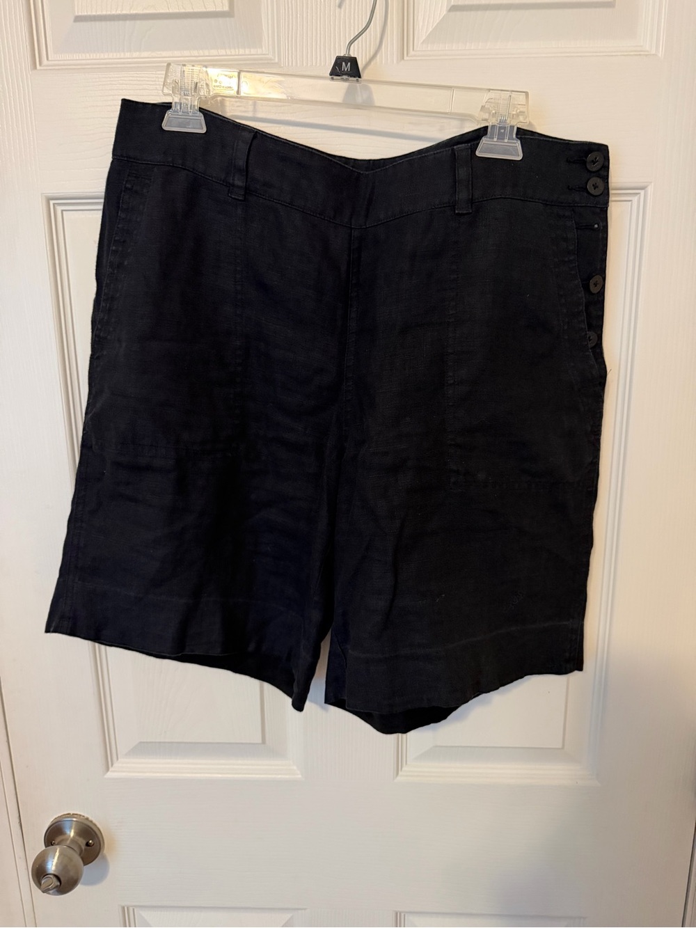 Ralph Lauren Black 100% Linen High-Rise Bermuda Shorts